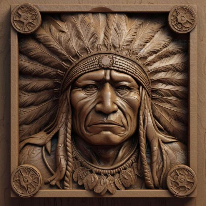 Characters (american indian 2, HERO_3122) 3D models for cnc